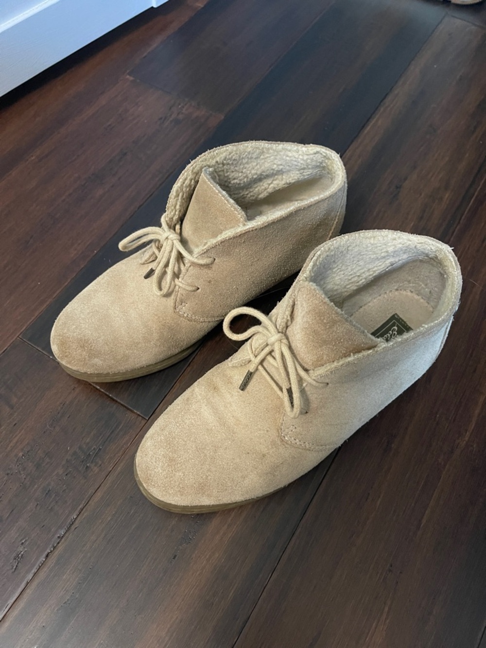 Eddie Bauer Taupe Suede Lace-Up Ankle Booties